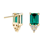 4 Ctw Emerald-Cut Emerald Stud Earrings With Trio Moissanite Diamonds