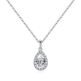 1 CT. Halo Pear Pendant Diamond Necklace