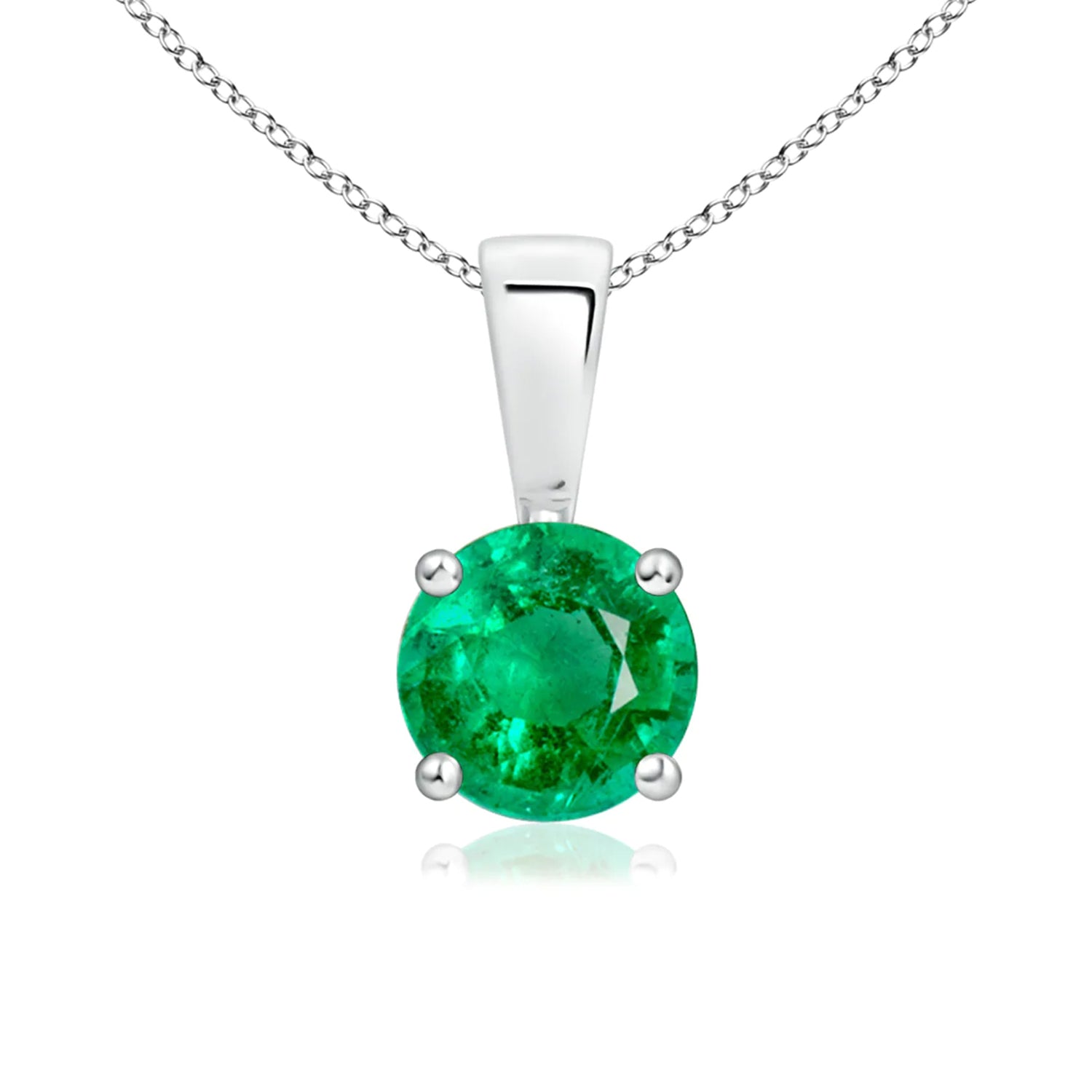 1 CT. Classic Round Lab-Grown Emerald Solitaire Pendant