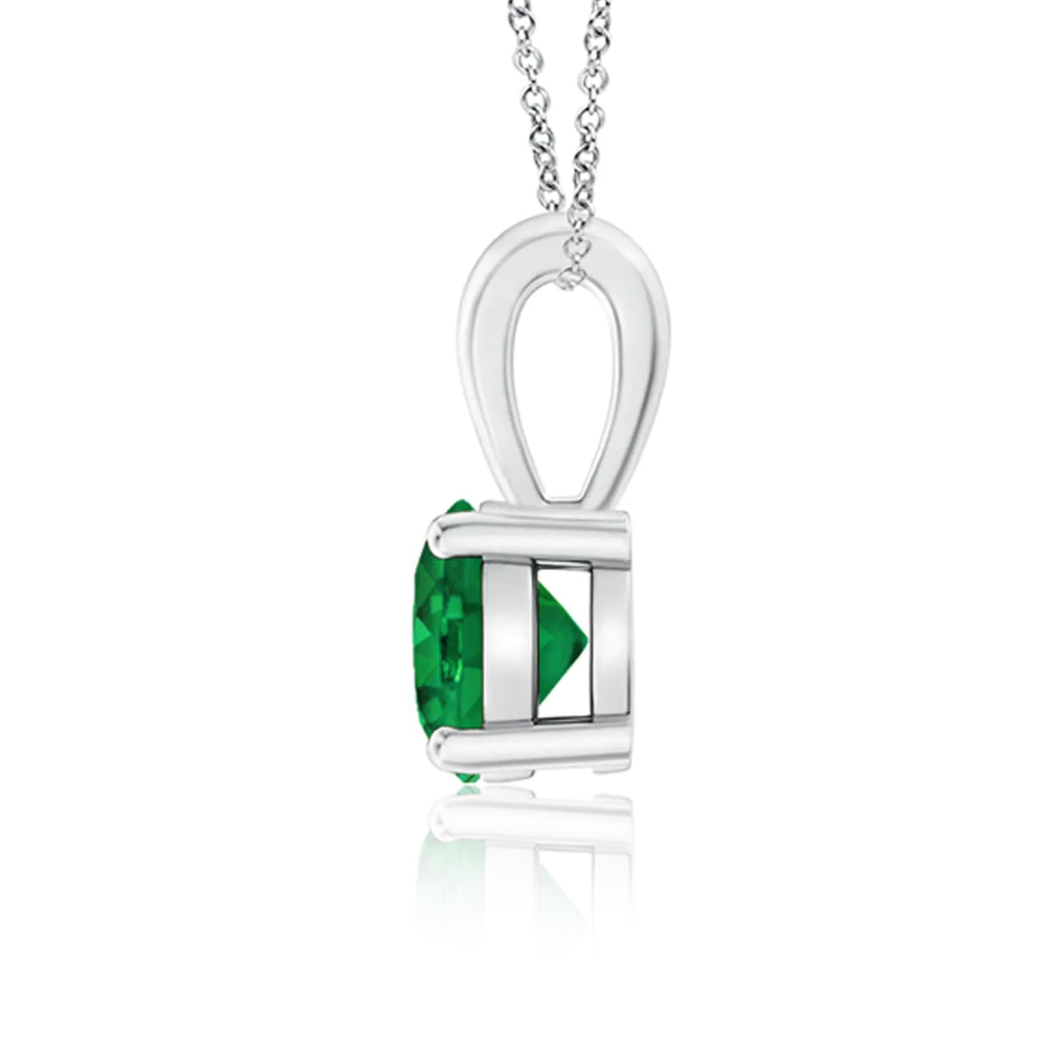 1 CT. Classic Round Lab-Grown Emerald Solitaire Pendant