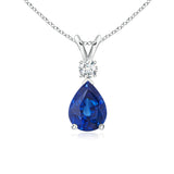 1 CT. Lab-Grown Sapphire Pear Shape Pendant with Diamond