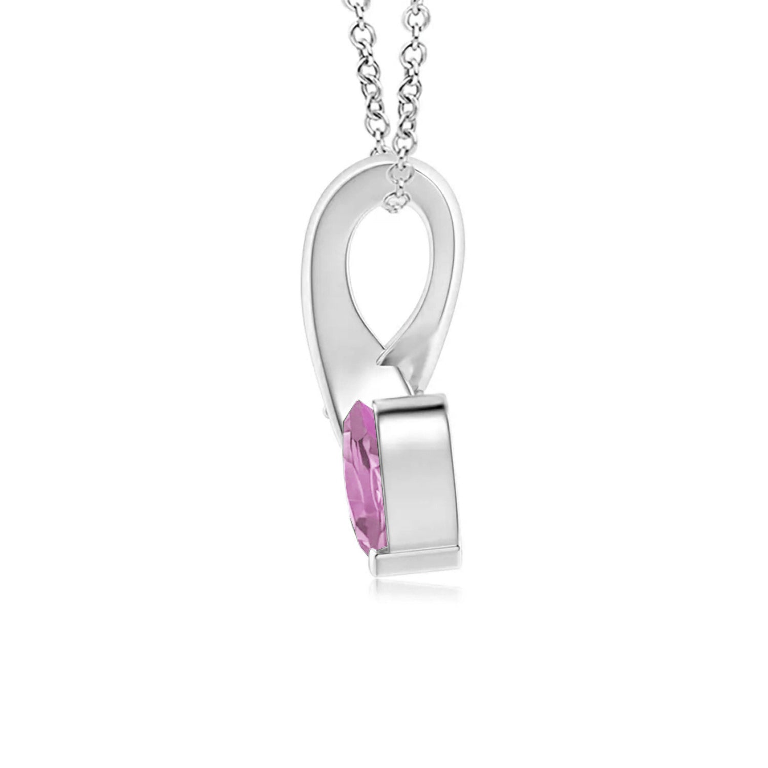1 CT. Heart-Shaped Pink Sapphire Ribbon Pendant with Diamond