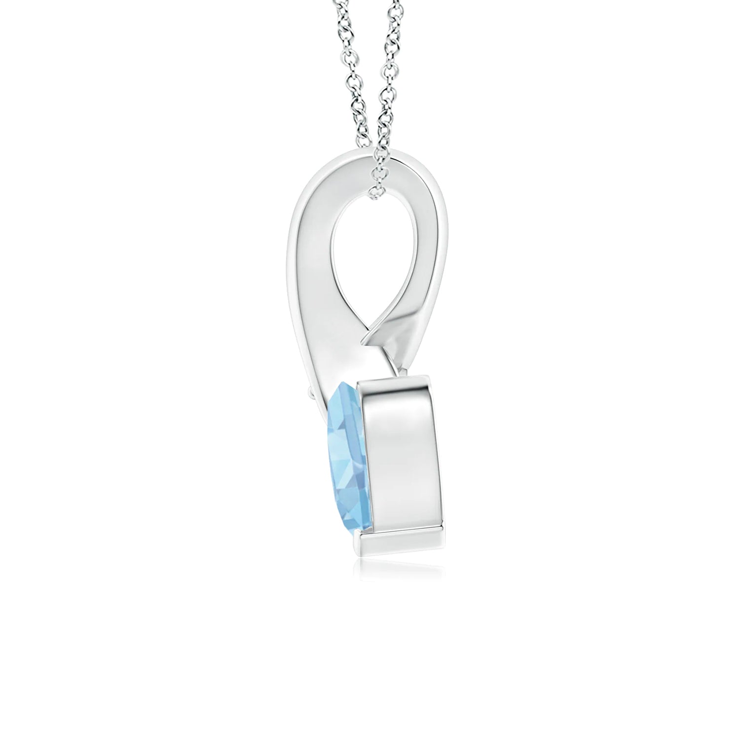1 CT. Heart-Shaped Aquamarine Ribbon Pendant with Diamond