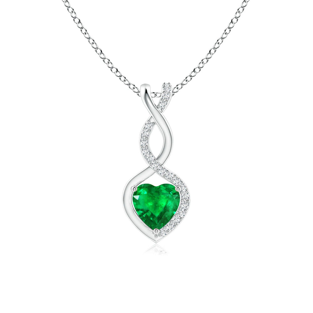 1 CT. Emerald Infinity Heart Pendant with Diamonds