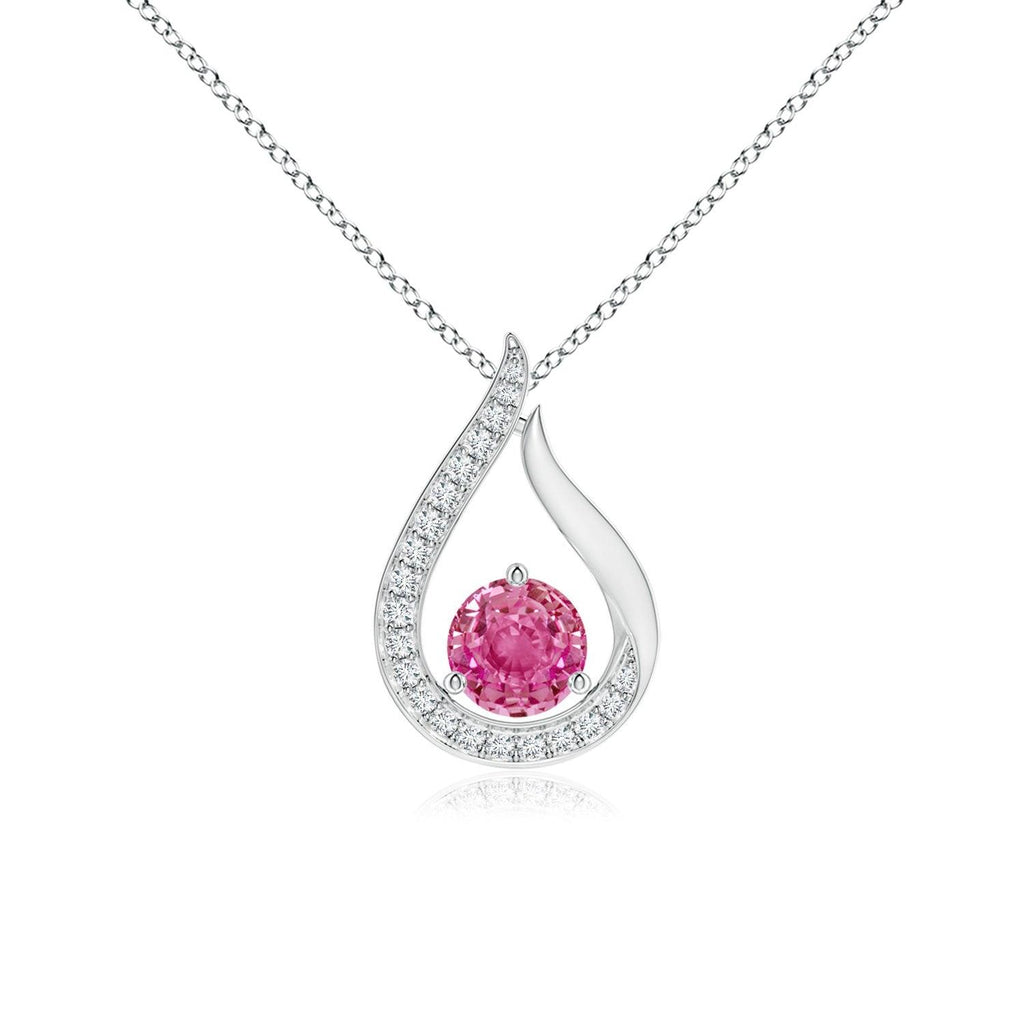 Floating Pink Sapphire Tulip Pendant with Diamonds MSBLUE Jewelry
