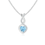 Aquamarine Infinity Heart Pendant with Diamonds