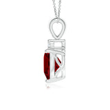 1 CT. Heart-Shaped Garnet V-Bale Pendant with Diamond