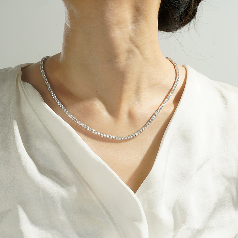 Buy Single Line Moissanite Necklace | Moissanite diamond necklace online –  Bejeweled