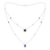 2.6 CT. Cushion & Marquise Cut Sapphire Halo Layered Necklace