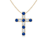 1.1 CT. Blue Sapphire and White Sapphire Cross Pendant