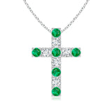 1.1 CT. Emerald and White Sapphire Cross Pendant