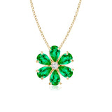 3.1 CT. Emerald and White Sapphire Flower Cluster Pendant