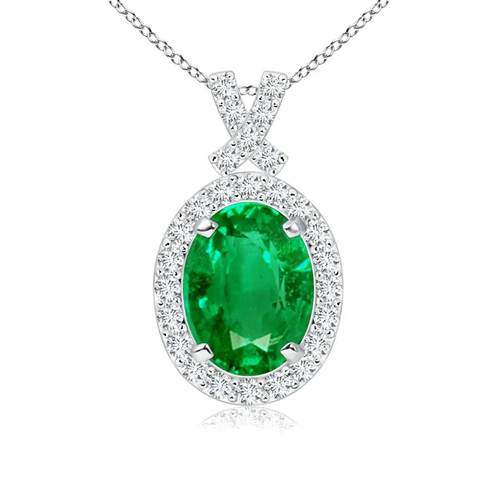 2.28 CT. Vintage Style Halo Emerald Pendant