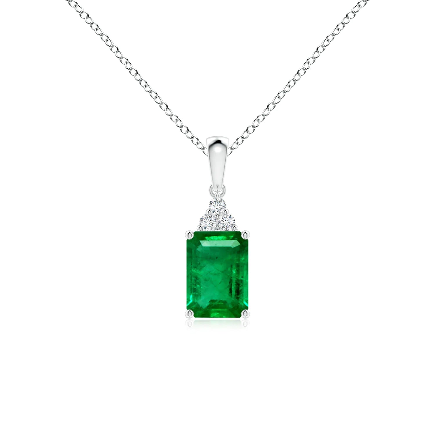 1.3 CT. Emerald-Cut Emerald Pendant with White Sapphire