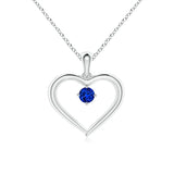 Oval-Shaped Sapphire Heart Pendant in Sterling Silver