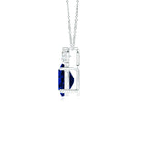 1.7 CT. Oval Blue Sapphire Solitaire Pendant with White Sapphire