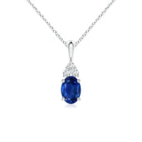 1.3 CT. Oval Blue Sapphire Solitaire Pendant with White Sapphire