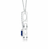 1.1 CT. Floating Blue Sapphire Drop Pendant with White Sapphire Accents