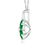 2.1 CT. Classic Six Petal Emerald Flower Pendant with White Sapphire