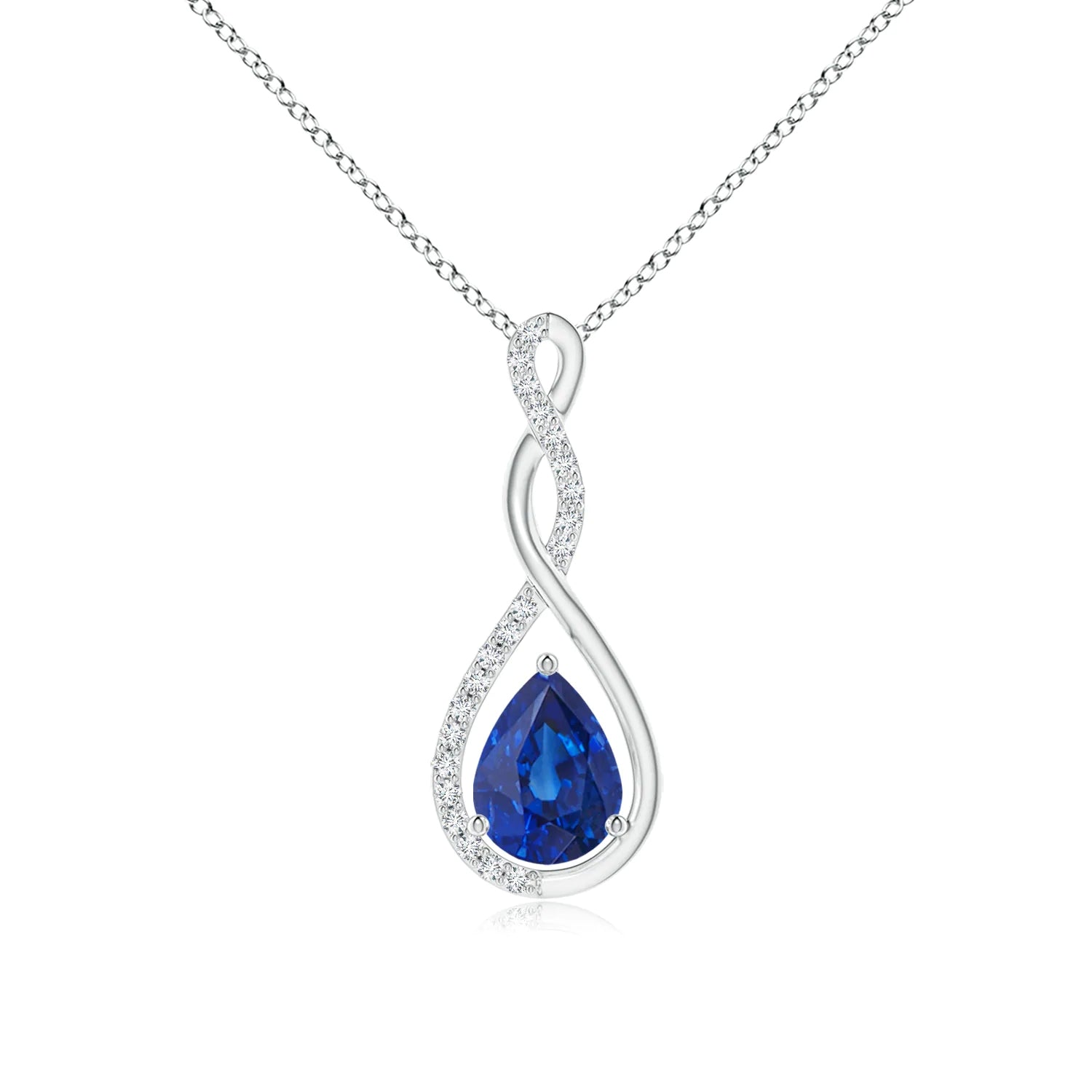 1.61 CT. Twisted Infinity Floating Blue Sapphire Drop Pendant