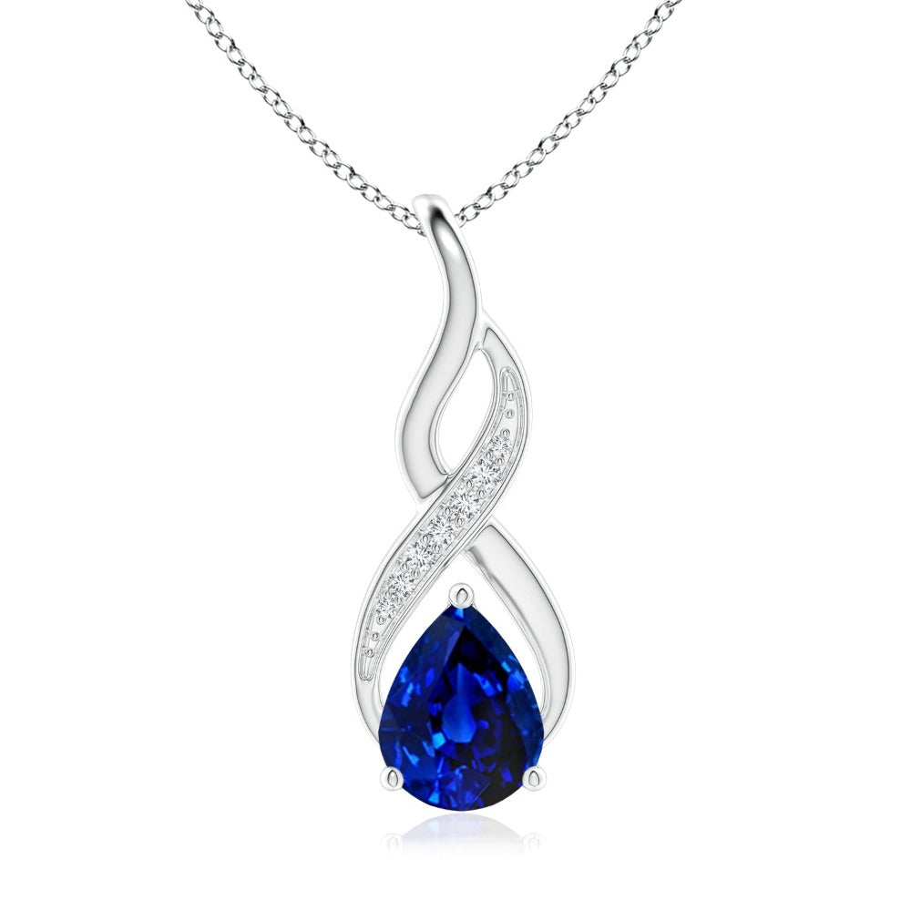 1.56 CT. Blue Sapphire and White Sapphire Infinity Swirl Pendant