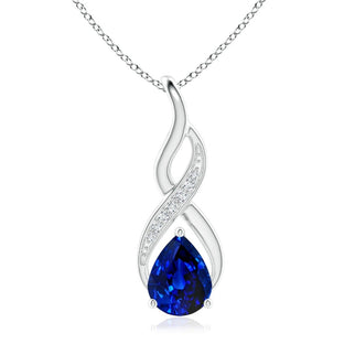 1.56 CT. Blue Sapphire and White Sapphire Infinity Swirl Pendant