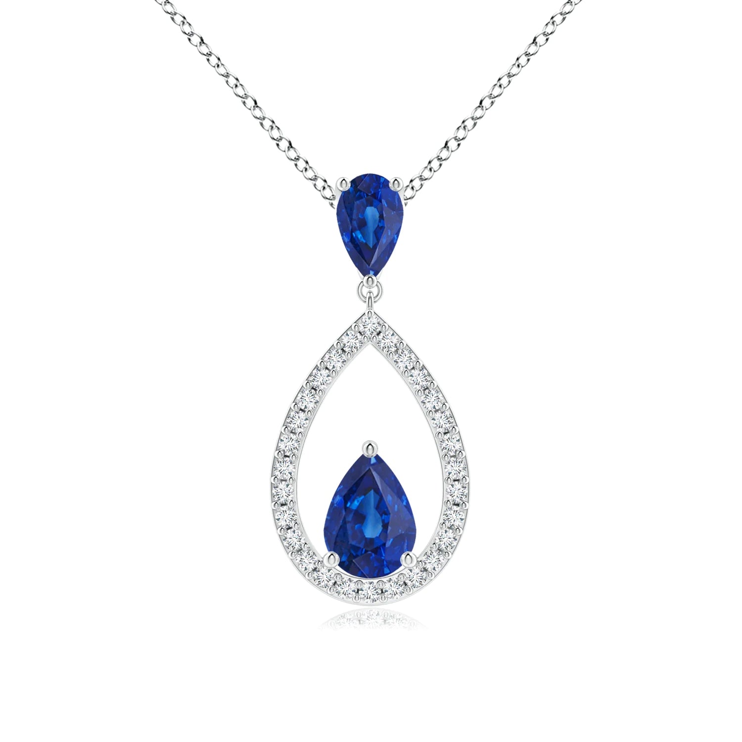 1.64 CT. Blue Sapphire and White Sapphire Drop Pendant