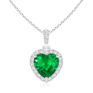 1.68 CT. Heart Emerald and White Sapphire Pendant