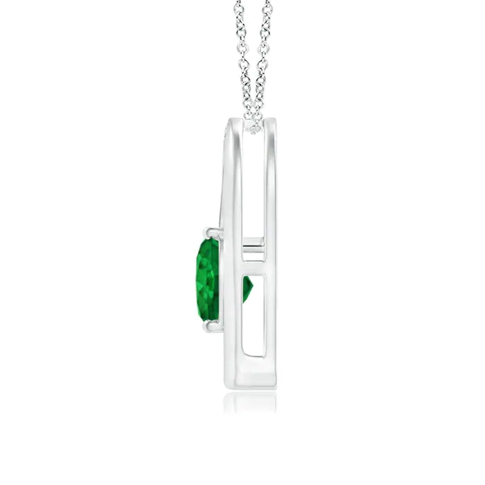 1.09 CT. Heart-Shaped Emerald and White Sapphire Heart Pendant