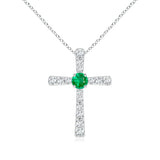 Emerald and White Sapphire Cross Pendant
