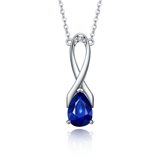 "Blue For Pink" Sapphire Necklace With Ribbon