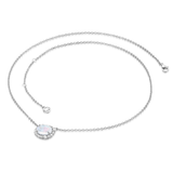 Twilight Moonstone Necklace And Earrings Set With White Sapphire Halo