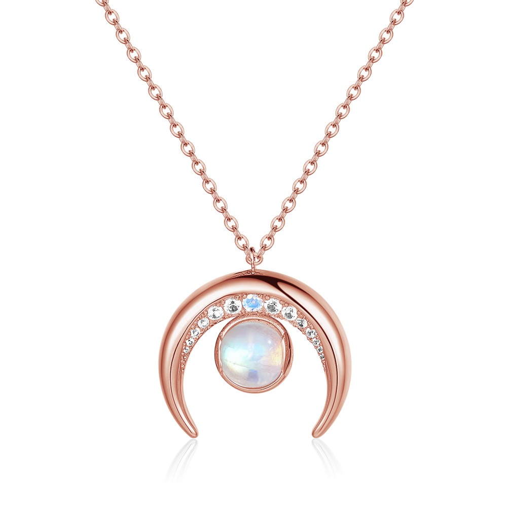 June Birthstone - Bezel-Set Round Moonstone Lariat Style Necklace