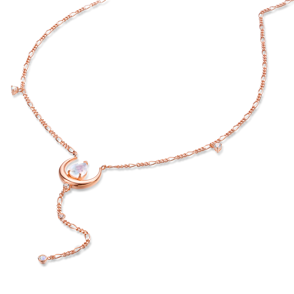 Pear-Shaped Moonstone Lariat Necklace