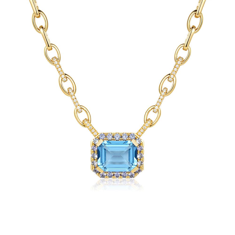 "Aqua Earth Conservation Champion" Aquamarine and Sapphire Necklace - MSBLUE JEWELRY