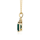 4 CT. Emerald-Cut Emerald Pendant With Trio Moissanite Diamonds