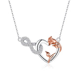 Infinity Heart Pendant with Rose