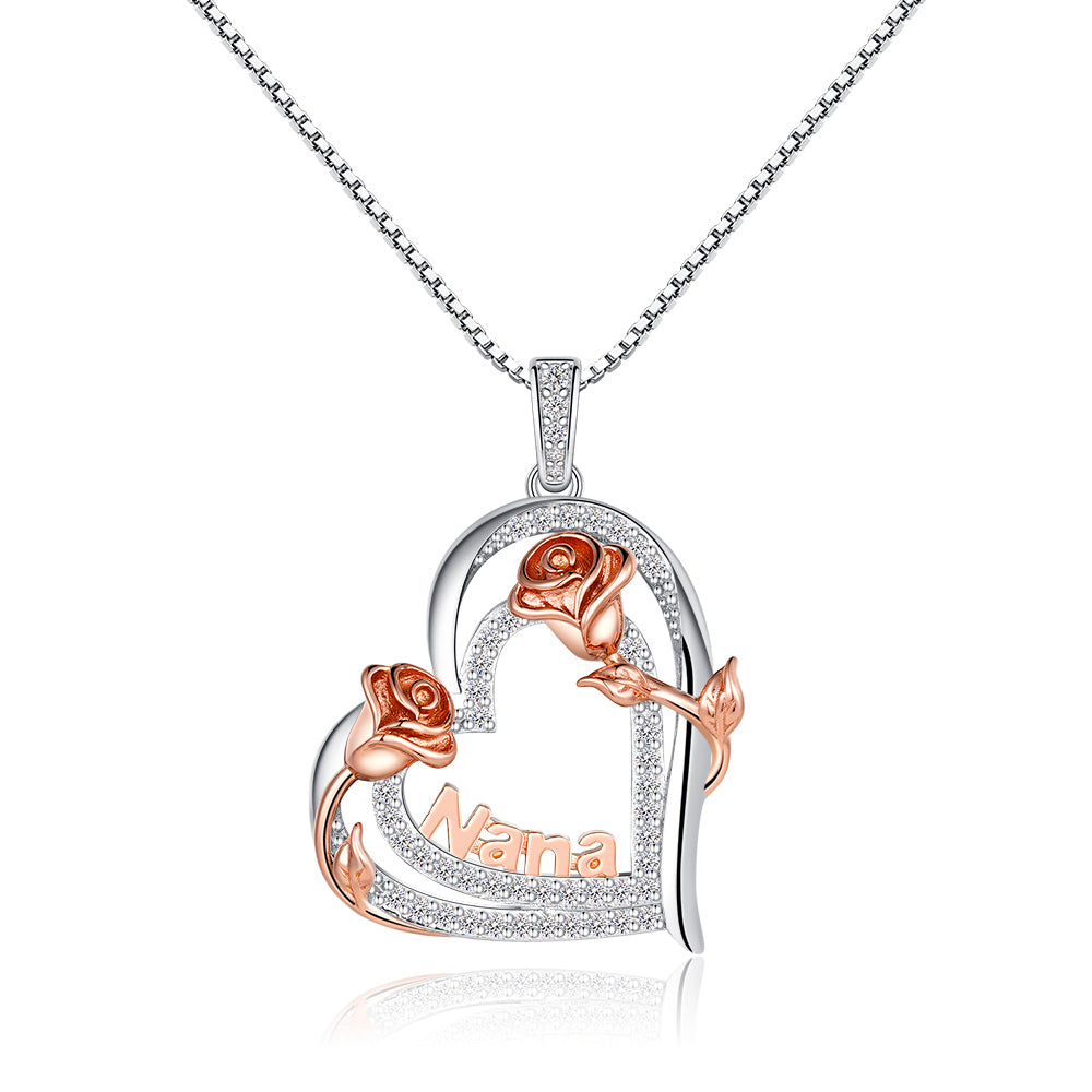 Double Heart Daughter Pendant with Roses