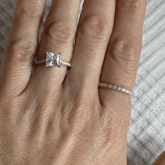 Princess Cut Pavé Moissanite Engagement Ring - MSBLUE Jewelry