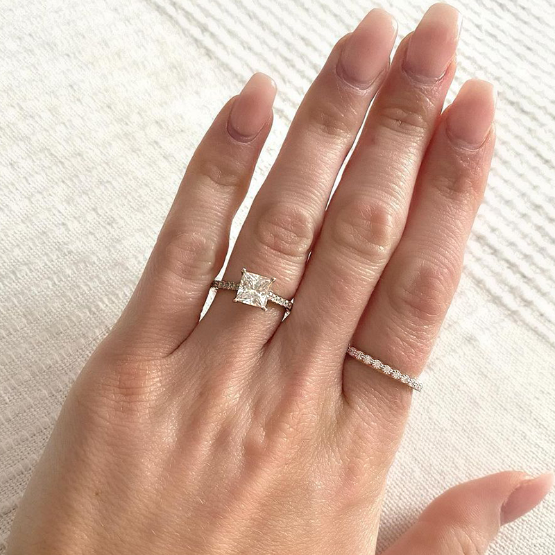 3 CT. Princess Cut Pavé Moissanite Engagement Ring
