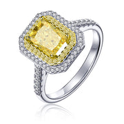 3 CT. Yellow Halo Baguette Ring