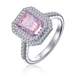 3 CT. Pink Halo Baguette Ring