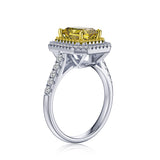 3 CT. Yellow Halo Baguette Ring