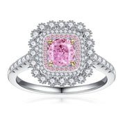 4 CT. Pink Luxe Cushion Halo Gemstone Ring