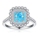 4 CT.  Aquamarine Luxe Cushion Halo Gemstone Ring