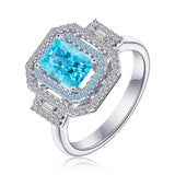 3.25 CT. Baguette luxe Halo Blue Gemstone Ring
