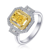 3.25 CT. Baguette luxe Halo Yellow Gemstone Ring