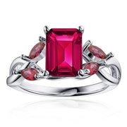 2 CT. Willow Ring with Lab-grown Ruby Accents