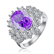 6 CT. Cluster Oval Purple Gemstone Ring