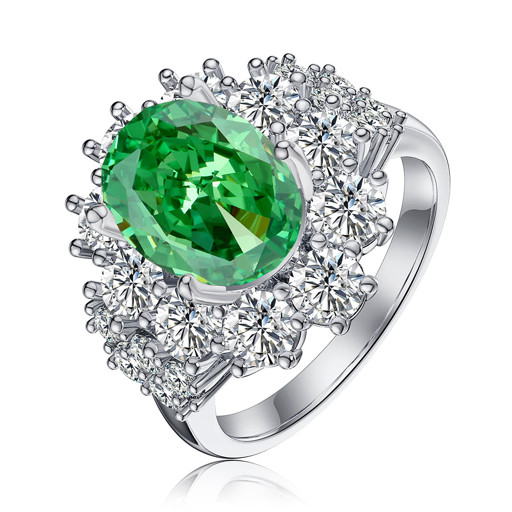6 CT. Cluster Oval Emerald Gemstone Ring